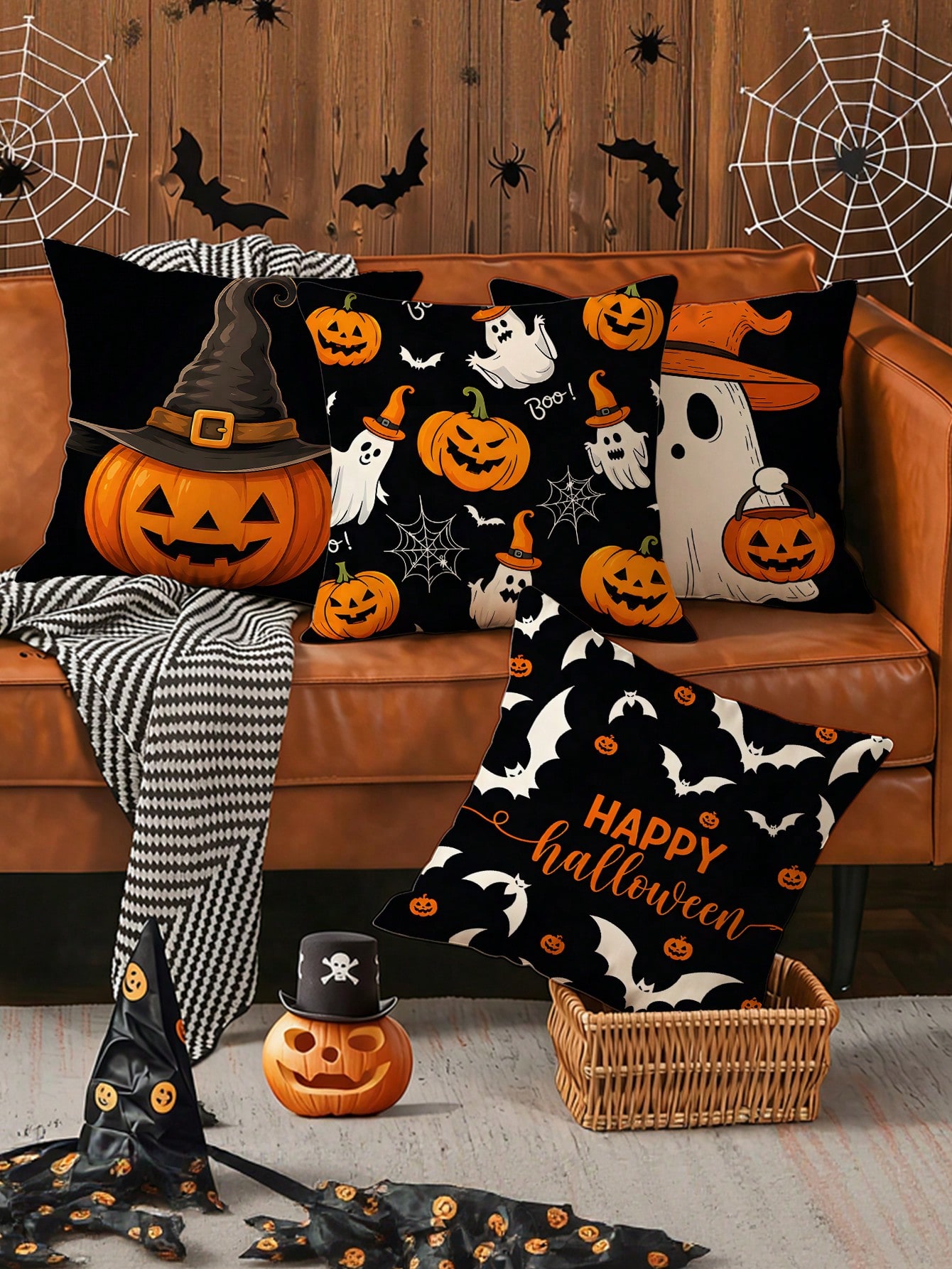 4 buah sarung bantal Halloween - Pillow Insert 18X18 ulasan dan harga